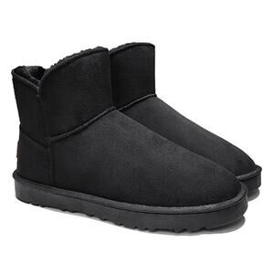 Pattrily Black Furry-Lined Outdoor Ankle Boots